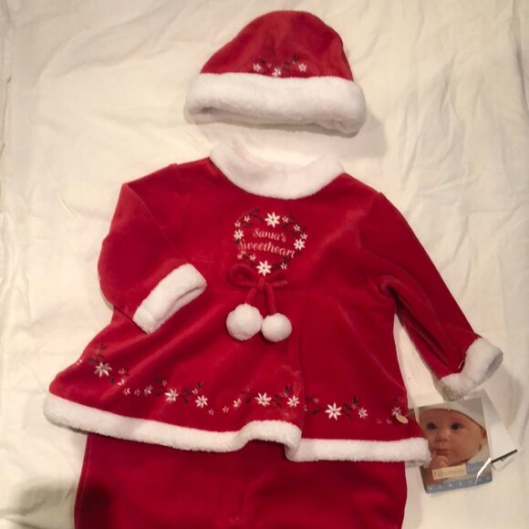Vitamins baby Other - Christmas oufit infant girls new size 6 mos Santa's Sweetheart cotton polyester